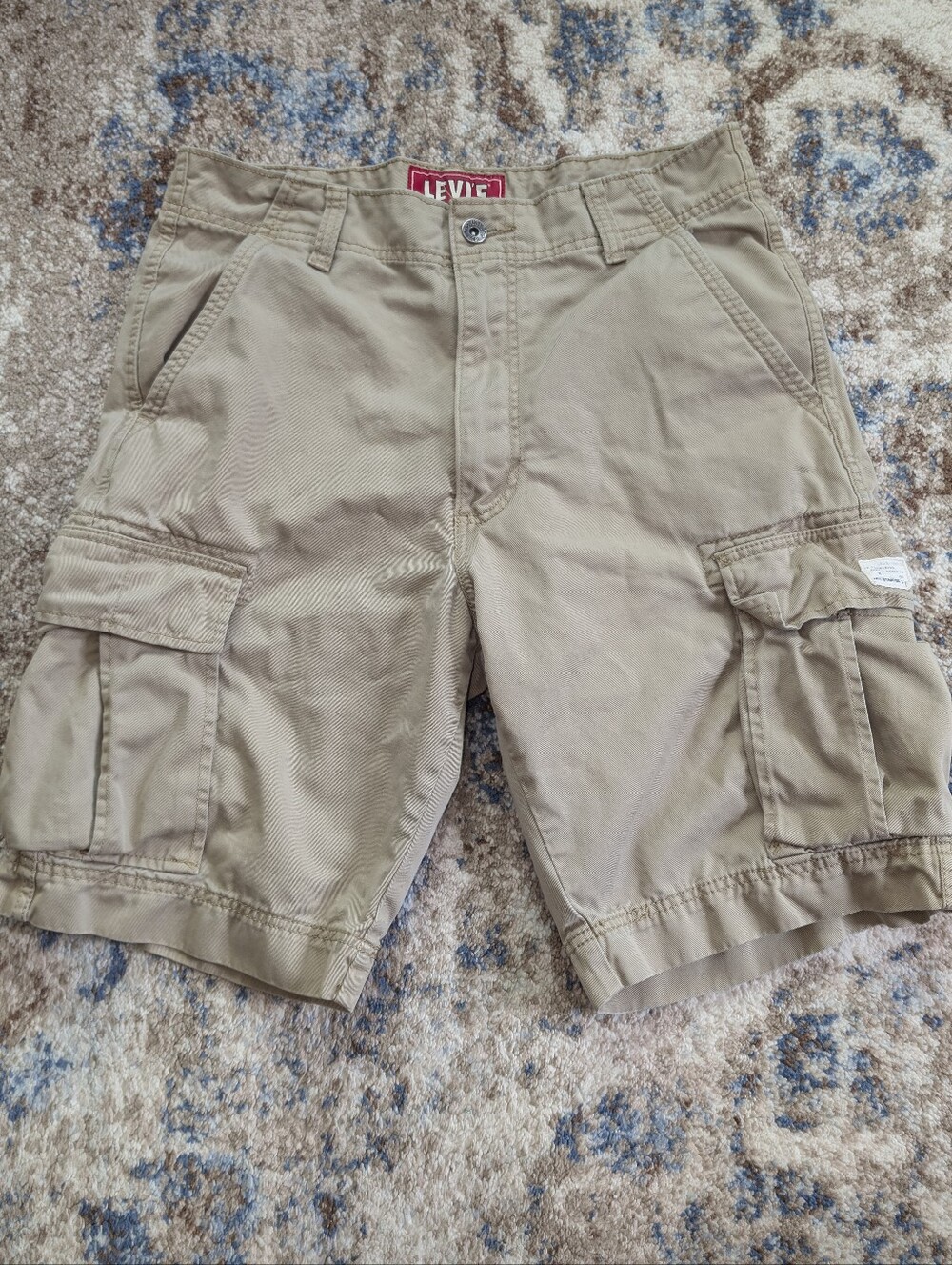 Vintage Y2K Levis Cargo Shorts Mens Casual Beige Utility Outdoor Cotton‎ Vtg